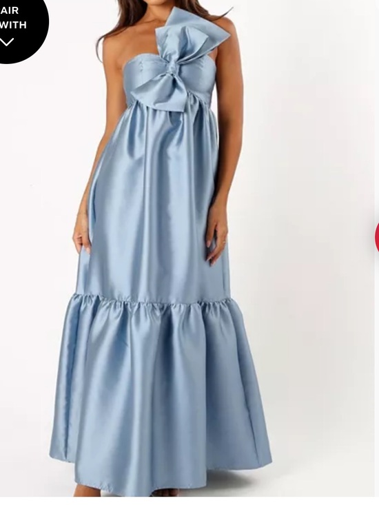 Petal & Pup Dresses & Skirts - Petal & Pup Betina Bow Front Maxi Dress Blue Strapless Satin NWOT Size M